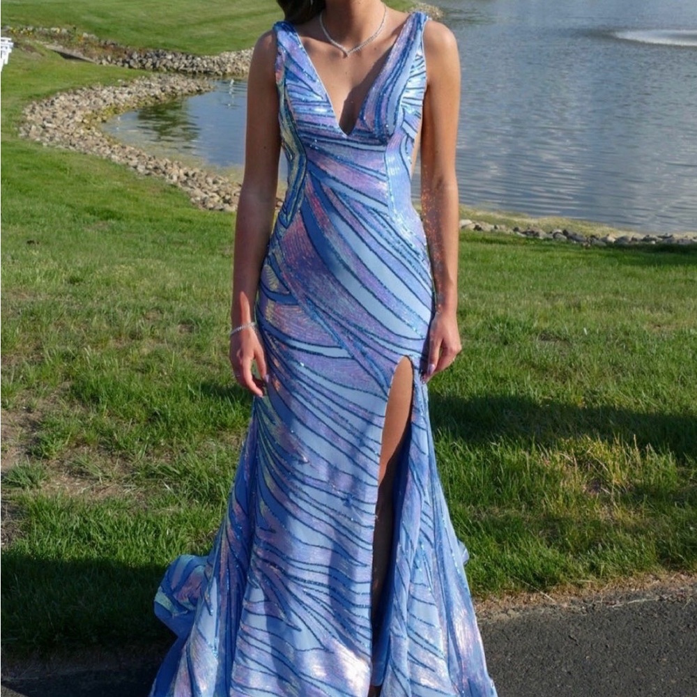 Blue and Purple Sequin Gown